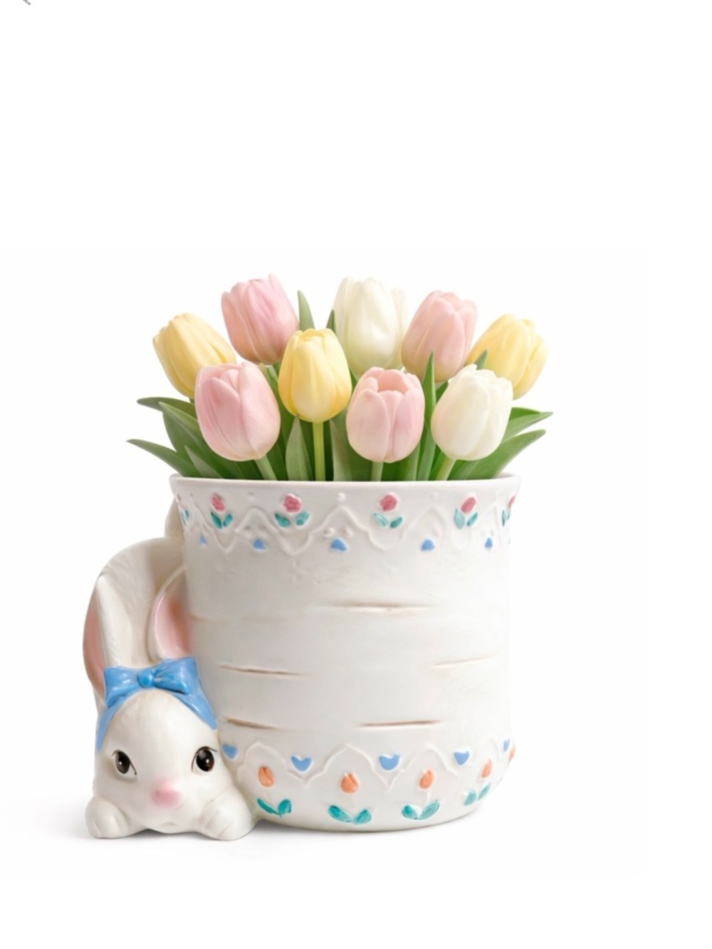 Vintage Easter Bunny Planter Ceramic‎ Cottagecore Floral Rabbit Mervyn’s